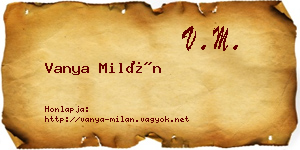 Vanya Milán névjegykártya