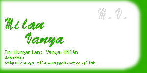 milan vanya business card