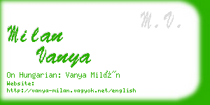 milan vanya business card